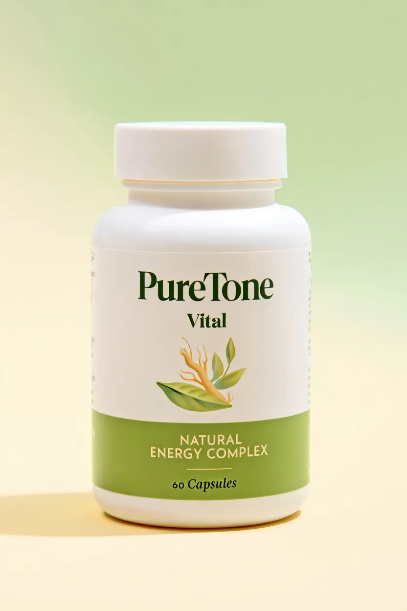 PureTone Vital supplement bottle with natural ingredients label